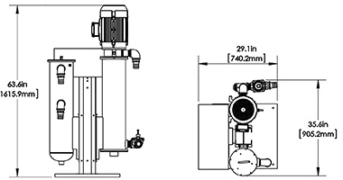 ChipBLASTER CentraBLAST 15hp measurements